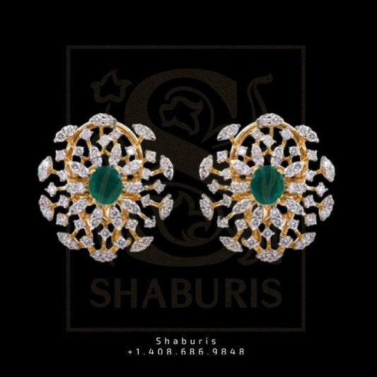 Diamond studs,Swarovski Diamond Jhumka Jewelry Designs,South Indian Jewelry,Jhumka Earrings,Jhumki,latest indian jewellery Designs -NIHIRA