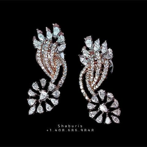 Detatchable Diamond Buttalu,Swarovski Diamond Jhumka Jewelry,South Indian Jewelry,Jhumka Earrings,Jhumki,  indian jewellery Designs -NIHIRA