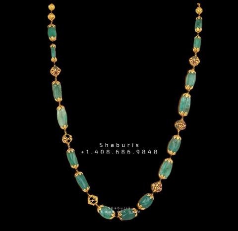 Bead mala,kundan ,polki , pearl,emerald mala,Sabyasachi Jewelry inspired,indian Jewelery,Polki haram,Pure silver jewelry-NIHIRA