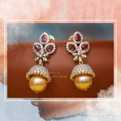 Diamond Jhumka Diamond Earrings Diamond Studs 925 Silver Jewelry Silver Earrings - SHABURIS