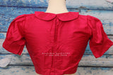 Hot pink peter collar blouse | balloon sleeve blouse | silk saree blouse | simple saree blouse | saree stitched blouse | indian saree blouse