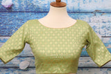 Pure Benaras blouse ,brocade blouse,green banaras blouse,pot neck blouse,saree stitched blouse,fancy saree blouse,ready to wear saree blouse