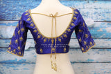 Maggam work designer blouse - Pattu Saree Blouse -Maggam work blouse - work blouse - Saree Blouse - royal blue Saree Blouse - blue Blouse