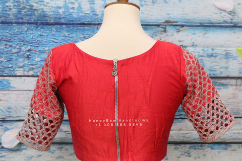 Maggam work designer blouse - Pattu Saree Blouse -hand work blouse - handloom Saree Blouse - peach Saree Blouse - orange Blouse