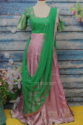 Lehenga langavoni | kanchi silk lehenga | teens half saree | Indian kanchipattu lehenga | teens lehenga voni duppatta kancheepuram |Handloom