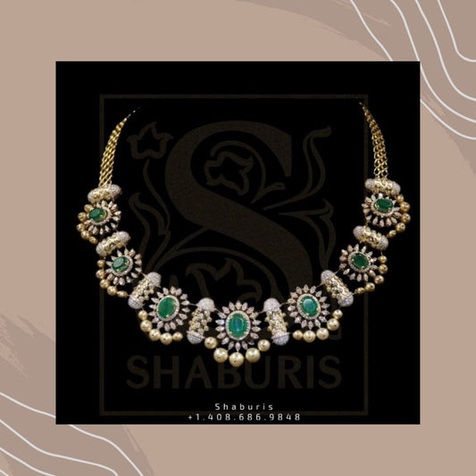 Diamond Necklace,Swarovski Diamond Jewelry Designs,South Indian Jewelry,diamond choker,Jhumki,latest indian jewellery Designs-NIHIRA