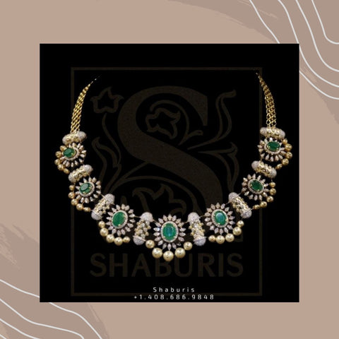 Diamond Necklace,Swarovski Diamond Jewelry Designs,South Indian Jewelry,diamond choker,Jhumki,latest indian jewellery Designs-NIHIRA