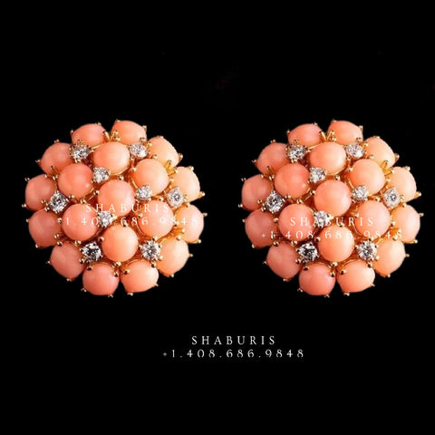 Coral studs,Swarovski Diamond Jhumka Jewelry Designs,South Indian Jewelry,stud Earrings,Jhumki,latest indian jewellery Designs -NIHIRA