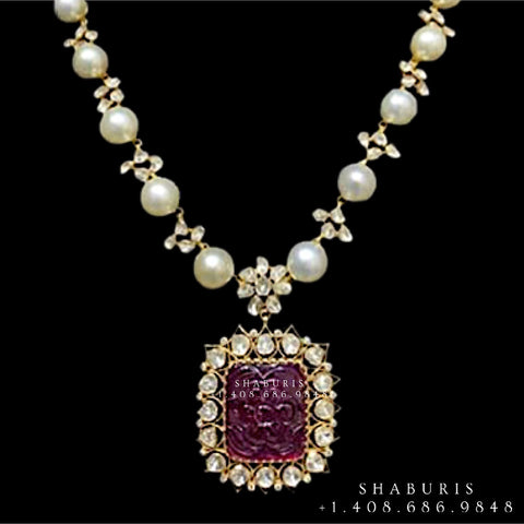 Swarovski Diamond Choker Pure Silver jewelry south sea pearl Necklace,Indian Necklace,diamond necklace,diamond haram-NIHIRA-SHABURIS