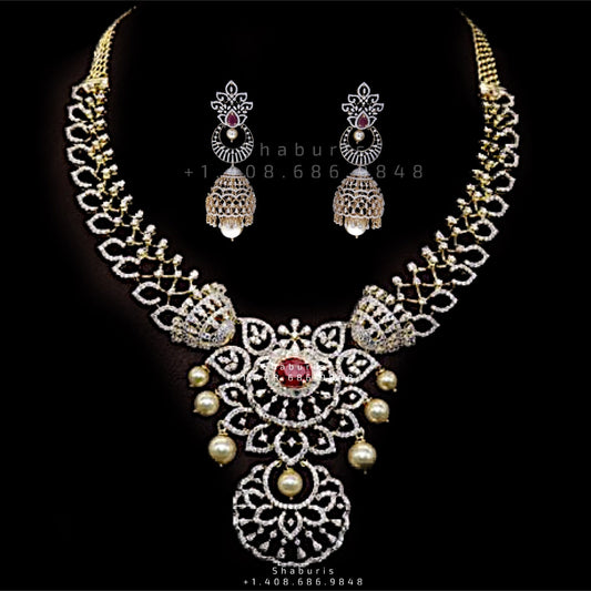 Diamond Jewelry,Pure Silver Jewelry Indian,Diamond Necklace,Indian Necklace,Indian Bridal,Indian Wedding Jewelry-charm jewelry