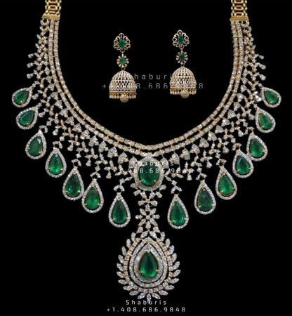 Diamond Jewelry,Pure Silver Jewelry Indian,Diamond Necklace,Indian Necklace,Indian Bridal,Indian Wedding Jewelry-charm jewelry