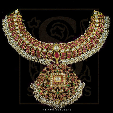 Kundan Necklace , polki necklace,Pure Silver Jewellery Indian ,Lakshmi Necklace,Big Indian Necklace-statement jewelry