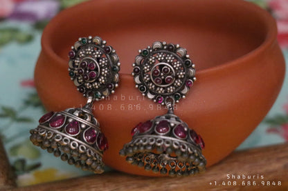 Oxidized Jewelry Jhumkas 925 Silver Jewelry Silver Earrings - SHABURIS