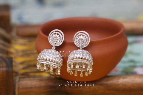 Jumka, Indian Jewelry, Ethnic Jewelry, Buttalu, Cubic Zircon, Bollywood,  Wedding Jewelry, Earrings, Peacock ,danglers, Indian Earrings - Etsy Israel