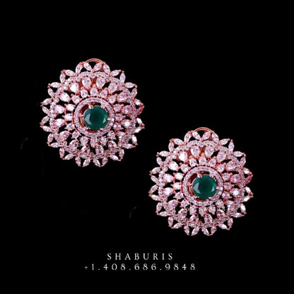 Latest Indian Jewelry,South Indian Jewelry,Pure silver Big Studs Indian,Indian Earrings,Stud Earring,Indian Wedding Jewelry -NIHIRA-SHABURIS