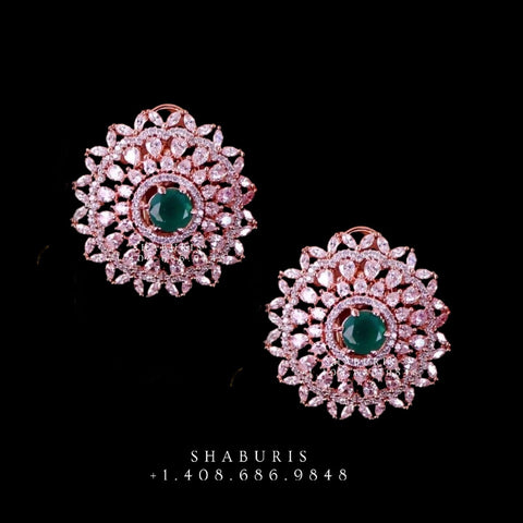 Latest Indian Jewelry,South Indian Jewelry,Pure silver Big Studs Indian,Indian Earrings,Stud Earring,Indian Wedding Jewelry -NIHIRA-SHABURIS