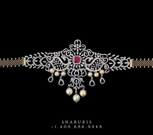 Swarovski Diamond Choker Pure Silver jewelry Indian ,diamond Necklace,Indian Necklace,Indian Bridal,Indian Wedding Jewelry-NIHIRA-SHABURIS