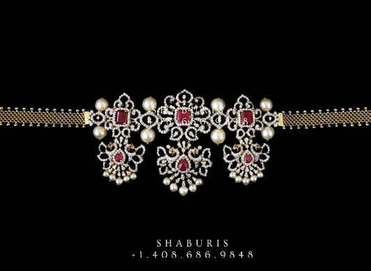 Swarovski Diamond Choker Pure Silver jewelry Indian ,diamond Necklace,Indian Necklace,Indian Bridal,Indian Wedding Jewelry-NIHIRA-SHABURIS