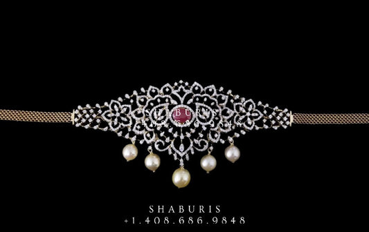 Swarovski Diamond Choker Pure Silver jewelry Indian ,diamond Necklace,Indian Necklace,Indian Bridal,Indian Wedding Jewelry-NIHIRA-SHABURIS