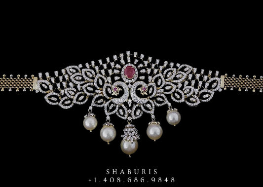 Swarovski Diamond Choker Pure Silver jewelry Indian ,diamond Necklace,Indian Necklace,Indian Bridal,Indian Wedding Jewelry-NIHIRA-SHABURIS