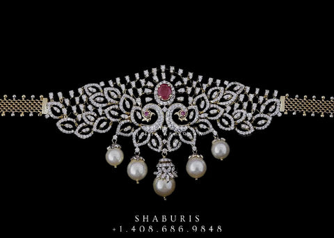 Swarovski Diamond Choker Pure Silver jewelry Indian ,diamond Necklace,Indian Necklace,Indian Bridal,Indian Wedding Jewelry-NIHIRA-SHABURIS