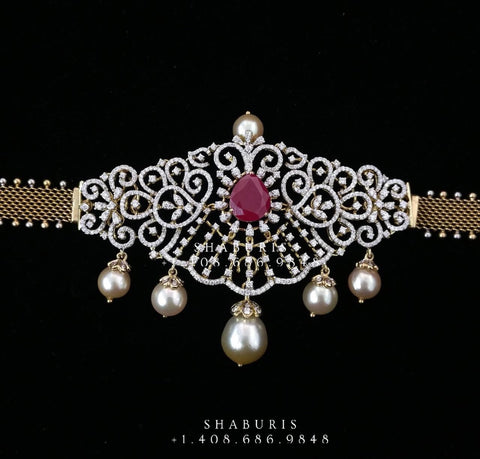 Swarovski Diamond Choker Pure Silver jewelry Indian ,diamond Necklace,Indian Necklace,Indian Bridal,Indian Wedding Jewelry-NIHIRA-SHABURIS