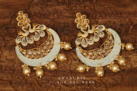 Menakari chandbali,big jhumka,kundan,south sea pearl earring,party wear earrings,designer jewelry,sabyasachi jewelry inspired
