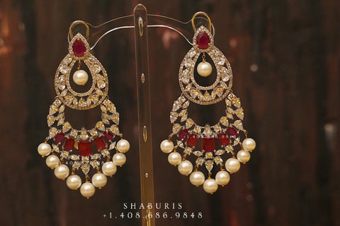 Diamond jhumka,big jhumka,swarovski,south sea pearl earring,party wear earrings,designer jewelry,hand picked jewelry,celebrity jewelry