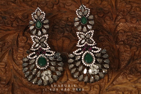Diamond jhumka,big jhumka,swarovski,south sea pearl earring,party wear earrings,designer jewelry,hand picked jewelry,celebrity jewelry
