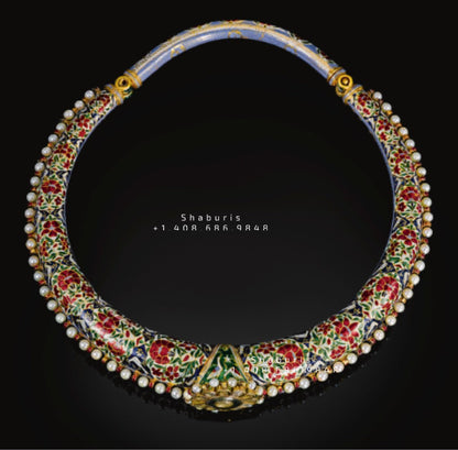 An enamelled and gem-set torque (hasli) multi purpose Jewelry,menakari Jewelry,Sterling Silver Jewelry,Pure Silver Jewelry