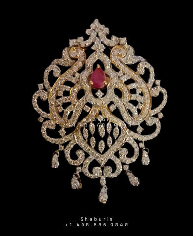 Diamond Pendant indian,South Indian jewelry,Pure silver diamond pendent,swarovski Pendent,Indian Wedding Jewelry -NIHIRA-SHABURIS