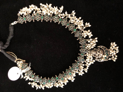 Lakshmi pendent necklace,Pure Silver jewelry Indian ,simple Necklace,oxidized ,Indian party wear jewelry,Indian kids Jewelry-NIHIRA-SHABURIS