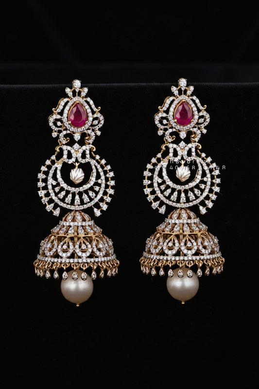 Polki Studs Polki Earrings Cocktail Earrings Diamond Studs Diamond Earrings Simple Studs Pearl Studs 925 Silver Earrings Silver Jewelry - SHABURIS