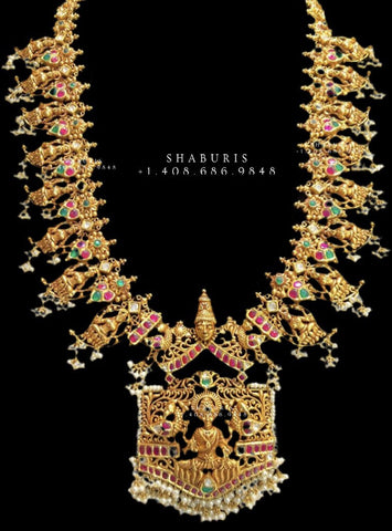 Temple Jewelry,Pure Silver Jewelry Indian ,Nakshi Temple Necklace,Indian Necklace,Indian Bridal,Indian Wedding Jewelry,lakshmi idol jewelry