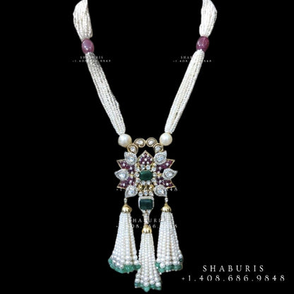 Passa necklace , Tassel Jewelry,Party wear Jewelry,Simple Jewelry,polki diamond inspired Jewelry,Sterling Silver Jewelry,Pure Silver Jewelry