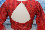 Ikkat blouse | Indian Saree blouse | Indian designer blouse | designer blouse | ikkat saree blouse | red blouse | HoneyBee Handlooms