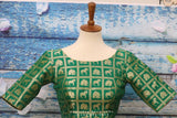 Pure Benaras blouse ,brocade blouse,green banaras blouse,bot neck blouse,saree stitched blouse,fancy saree blouse,ready to wear saree blouse