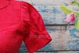 Hot pink peter collar blouse | balloon sleeve blouse | silk saree blouse | simple saree blouse | saree stitched blouse | indian saree blouse