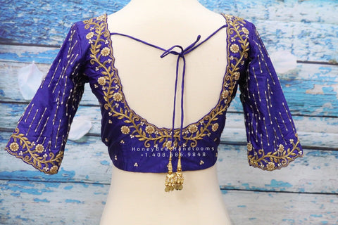 Maggam work designer blouse - Pattu Saree Blouse -zardhosi work blouse - handloom Saree Blouse - purple Saree Blouse - purple Blouse