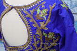 Maggam work designer blouse - Pattu Saree Blouse -zardhosi work blouse - handloom Saree Blouse - blue Saree Blouse - blue Blouse