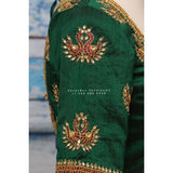 Maggam work designer blouse - Pattu Saree Blouse -kundan work blouse - handloom Saree Blouse - bottle green Saree Blouse - green  Blouse