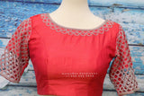 Maggam work designer blouse - Pattu Saree Blouse -hand work blouse - handloom Saree Blouse - peach Saree Blouse - orange Blouse