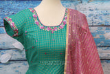 Kota,Indian Designer anarkali,Indian Stitched Dress for women, zardhosi maggam mirror work green Dress ,Indian Partywear Dress Duppatta