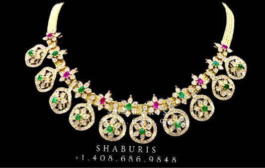 Bottumala ,kasumala,Pure Silver Jewellery Indian ,Lakshmi Necklace,Big Indian Necklace,Indian Bridal,Indian Wedding Jewelry-NIHIRA-SHABURIS