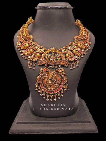 Temple Jewelry,Pure Silver Jewelry Indian ,Nakshi Temple Necklace,Indian Necklace,Indian Bridal,Indian Wedding Jewelry,lakshmi idol jewelry