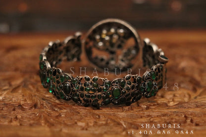 Kundan opeable kada bangle Silver jewelry Indian simple bangle ,oxidized ,Indian party wear jewelry,Indian Jewelry-NIHIRA-SHABURIS