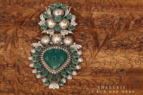 Oxidized silver pendent Silver jewelry Indian simple nakshi work ,oxidized ,Indian party wear jewelry,Indian Jewelry-NIHIRA-SHABURIS
