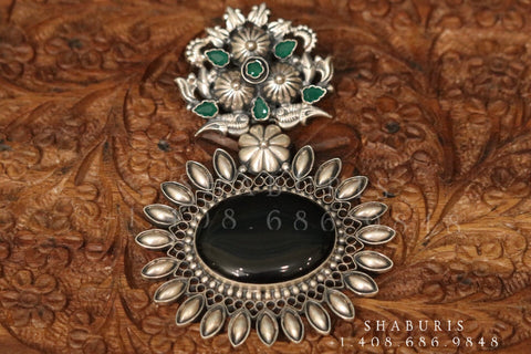 Oxidized silver pendent Silver jewelry Indian simple nakshi work ,oxidized ,Indian party wear jewelry,Indian Jewelry-NIHIRA-SHABURIS