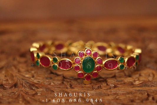 Ruby bangle,Pure Silver Jewellery Indian ,simple openable bangle,rubies,Indian party wear jewelry,Indian kids Jewelry-NIHIRA-SHABURIS