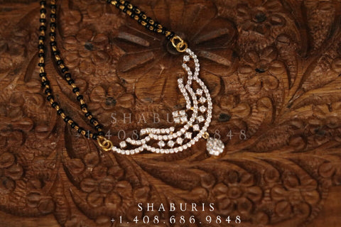 Black diamonds necklace,South Indian Jewelry,Pure silver Mangalsutra pendent,Nallapusalu Pendent,Indian Wedding Jewelry -NIHIRA-SHABURIS